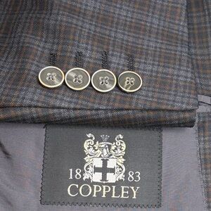 Coppley Sport Coat Mens 42T Gray Brown Check Plaid Super 130s Wool Canada Blazer